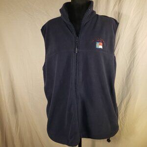 T R MCTAGGERT North Carolina Embroidered Navy Blue Fleece Vest Size XL